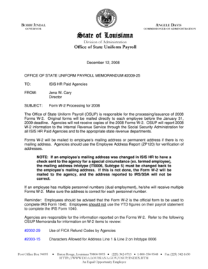 Form W-2 Processing for 2008