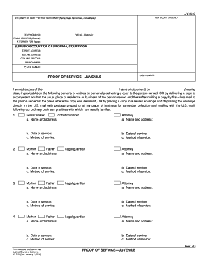 Proof of Service Juvenile Form JV-510