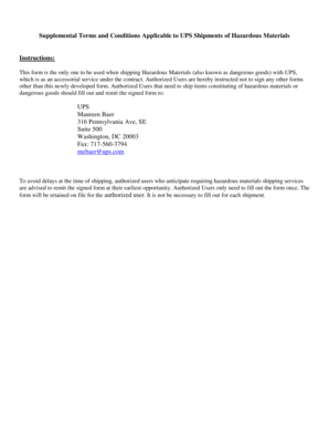 Supplemental Terms for UPS Hazardous Materials Shipments