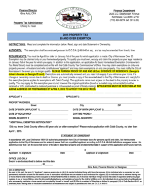 Georgia 65 and Over Property Tax Exemption Form