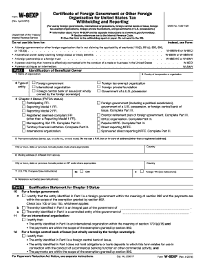 Form W-8EXP Certificate of Foreign Government or Organization