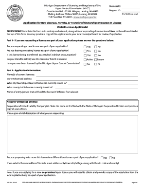 Michigan Liquor License Application