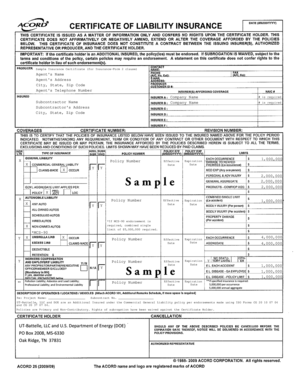 Certificate of Liability Insurance