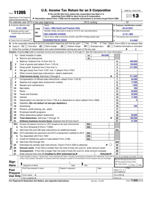 US Federal S Corporation Tax Return