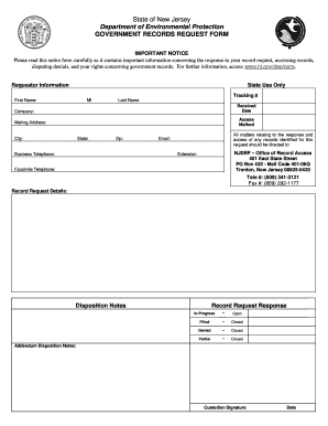 New Jersey Government Records Request Form