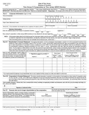 New Jersey S Corporation Election Form