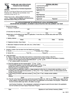 Michigan Farmland Agreement Application