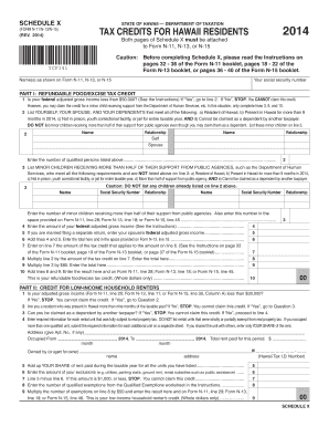 Hawaii Tax Credits Schedule X