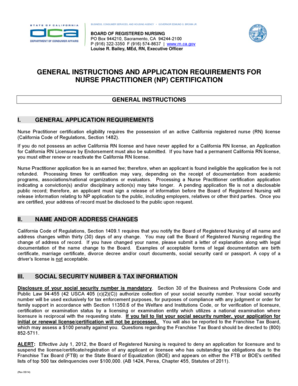 California Nurse Practitioner Certification Application