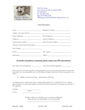 Rhode Island Breast Pump Rental Agreement