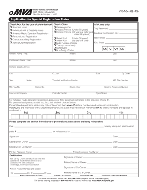 Maryland Special Registration Plates Application