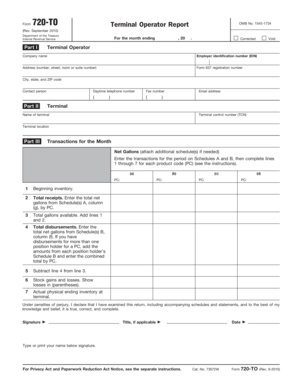 IRS Form 720-TO Terminal Operator Report