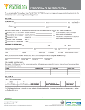 Verification of Experience Form