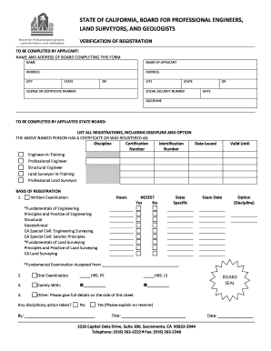California Professional Engineer Registration Verification