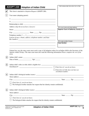 Adoption of Indian Child Form