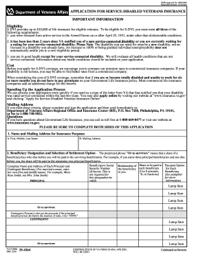 Application for Service-Disabled Veterans Insurance