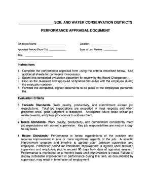 Soil and Water Conservation District Performance Appraisal Form