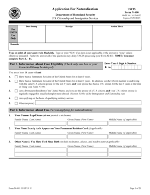 USCIS Form N-400 Application for Naturalization