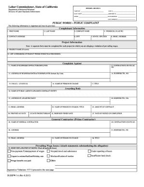 California Public Works Complaint Form