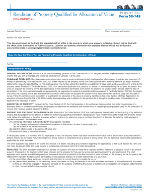 Texas Property Tax Rendition Form 50-145
