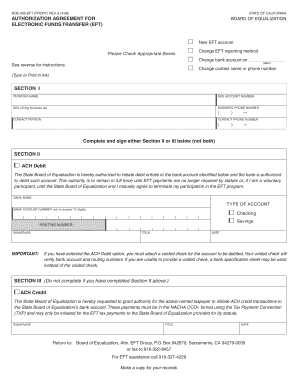 California EFT Authorization Agreement