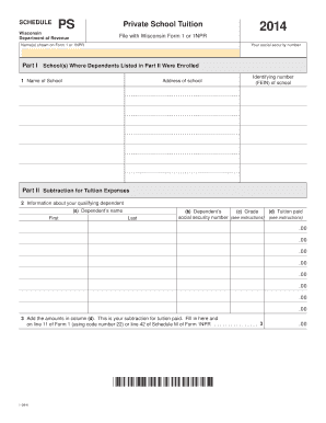 Wisconsin Private School Tuition Form 2014