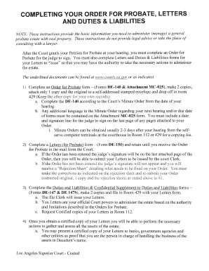 California Probate Order Form