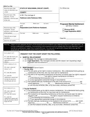 Wisconsin Marital Settlement With Minor Children