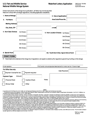 US Fish and Wildlife Waterfowl Lottery Application