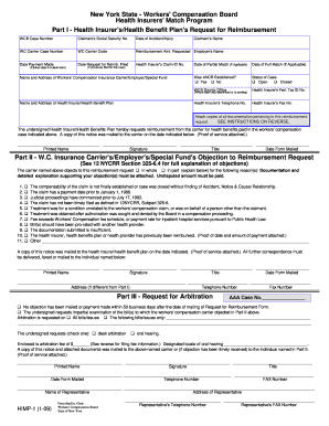 New York Health Insurer Reimbursement Request Form