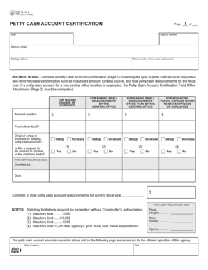 Petty Cash Account Certification