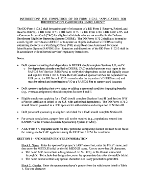 DD Form 1172-2 Application for Identification Card/DEERS Enrollment