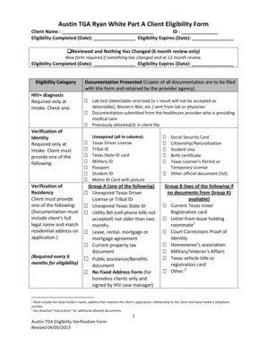 Austin TGA Ryan White Part A Client Eligibility Form
