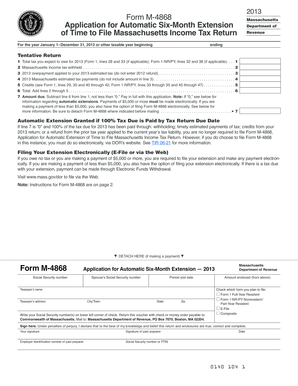 Massachusetts Form M-4868 2013