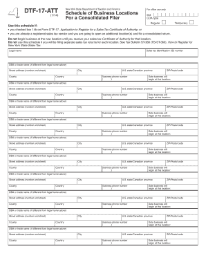 New York State Business Location Schedule