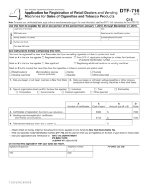 New York Retail Tobacco Registration Form DTF-716