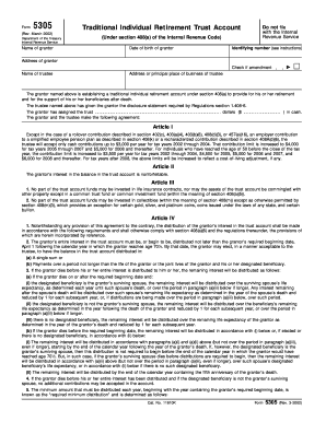 Form 5305 Traditional Individual Retirement Trust Account