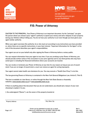 New York City Build It Back Power of Attorney