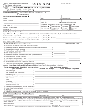 Iowa Income Tax Return for S Corporations
