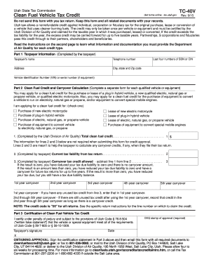 Utah Clean Fuel Vehicle Tax Credit Form