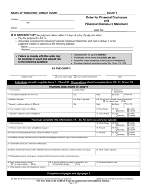 Wisconsin Financial Disclosure Statement