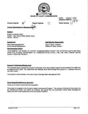 27. Approval of Acceptance of a Quitclaim Deed with the Florida