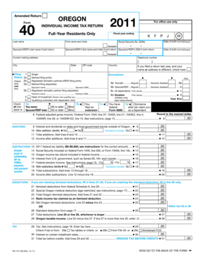Oregon Individual Income Tax Return 2011