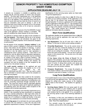 Colorado Senior Property Tax Homestead Exemption Short Form