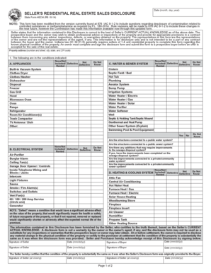 Indiana Seller's Residential Real Estate Sales Disclosure