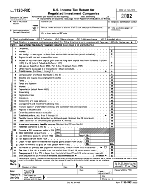 Form 1120-RIC US Income Tax Return for Regulated Investment Companies