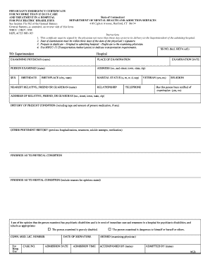 Physician's Emergency Certificate for Psychiatric Disabilities