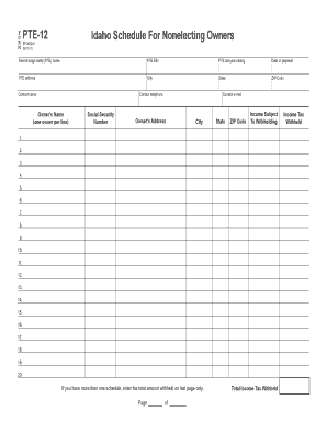 Idaho Schedule for Nonelecting Owners