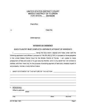 Affidavit of Indigency