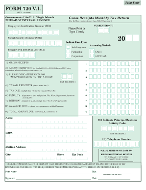 Gross Receipts Monthly Tax Return